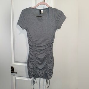 H&M Gray Ruched Mini Dress